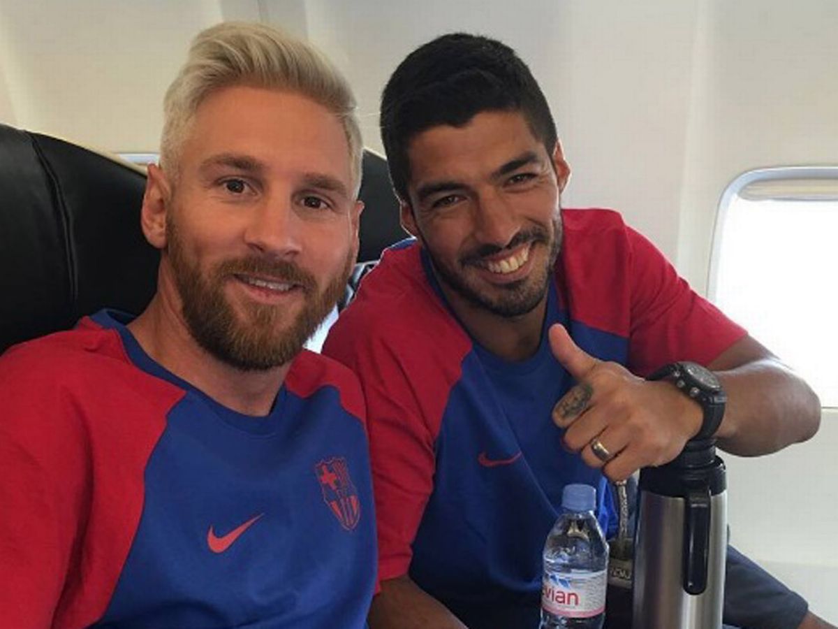 The reunion between Messi and Suárez